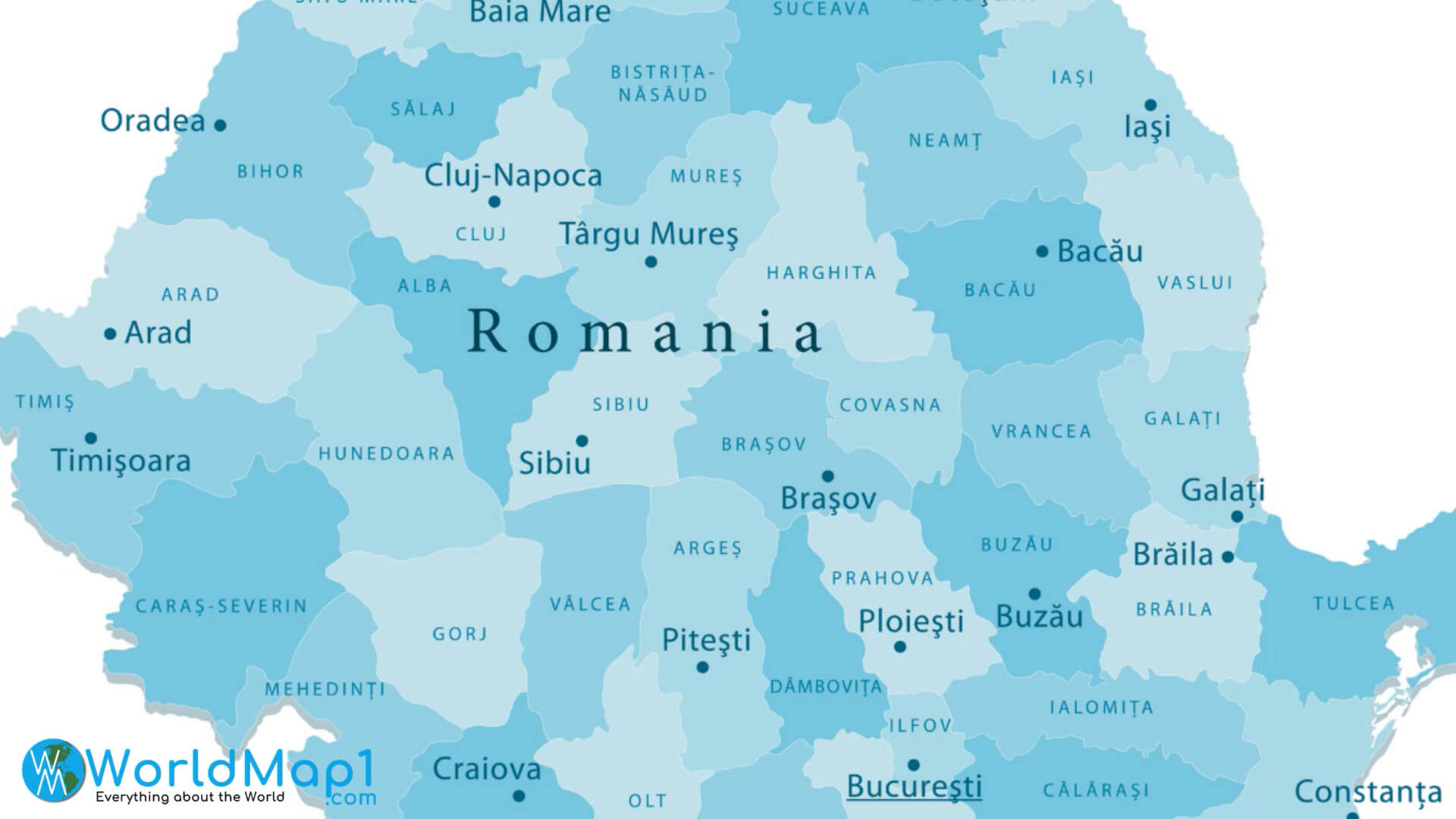 Şehirlerle Romanya Haritası
